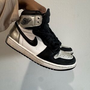 Nike Air Jordan 1 High Black Silver White Sneakers